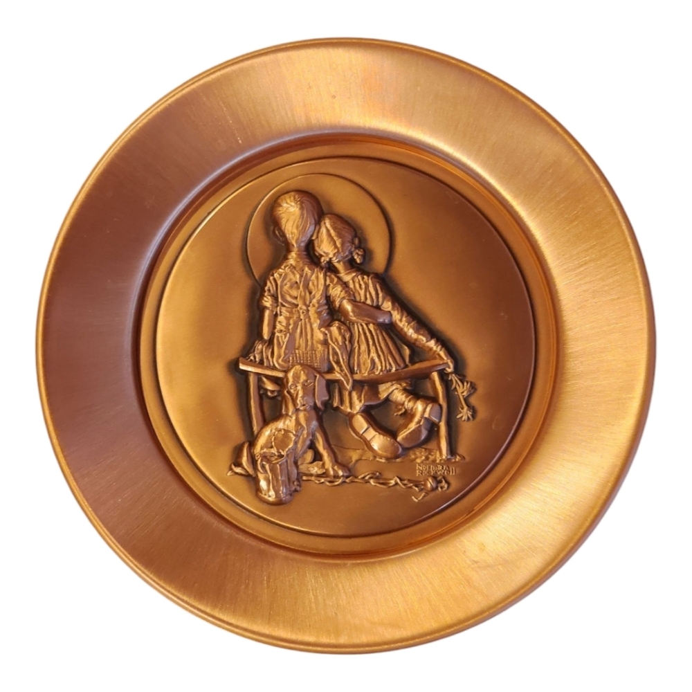 Norman Rockwell Puppy Love Copper Plate 1979 Hamilton Vintage Americana Art